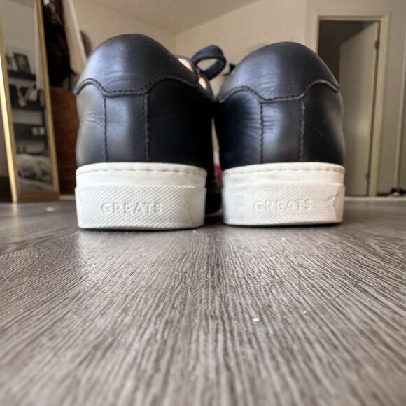 Greats Royale Nero Black Leather Sneakers Made In Italy Unisex US Size 8 EUR 38 - Picture 5 of 14